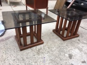 MID CENTURY GLASS SIDE TABLES