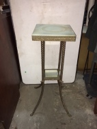 ANTIQUE BRASS AND MARBLE STAND