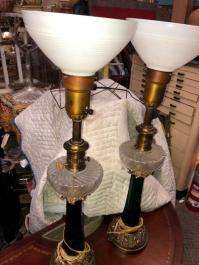 ANTIQUE GREEN GLASS LAMPS